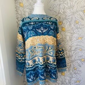 Vintage Tiara International Cotton Blend Multi Colored Sweater Y2K